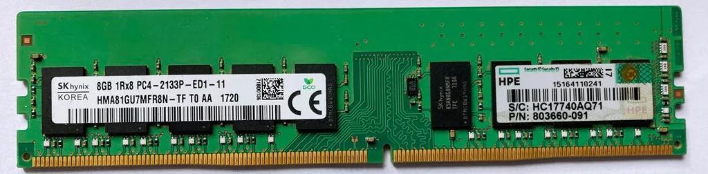 803660-091 HPE 8GB (1x8GB) Single Rank x8 DDR4-2133 Unbuffered ECC (UDIMM) Memory